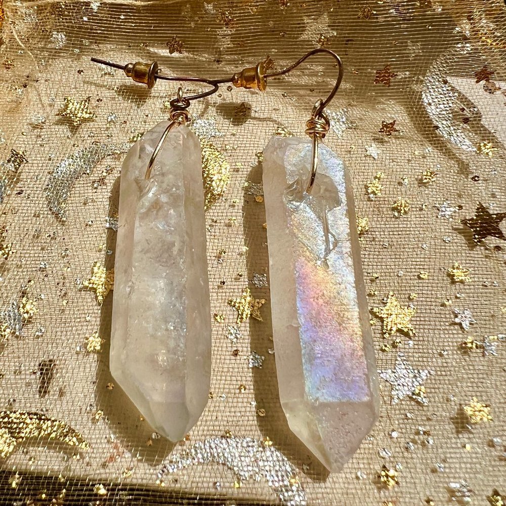 *VINTAGE* Raw Crystal Quartz Earrings